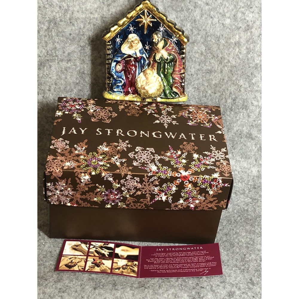 Jay Strongwater Ornament Holy Family Nativity Designer Classic with Box and Tags